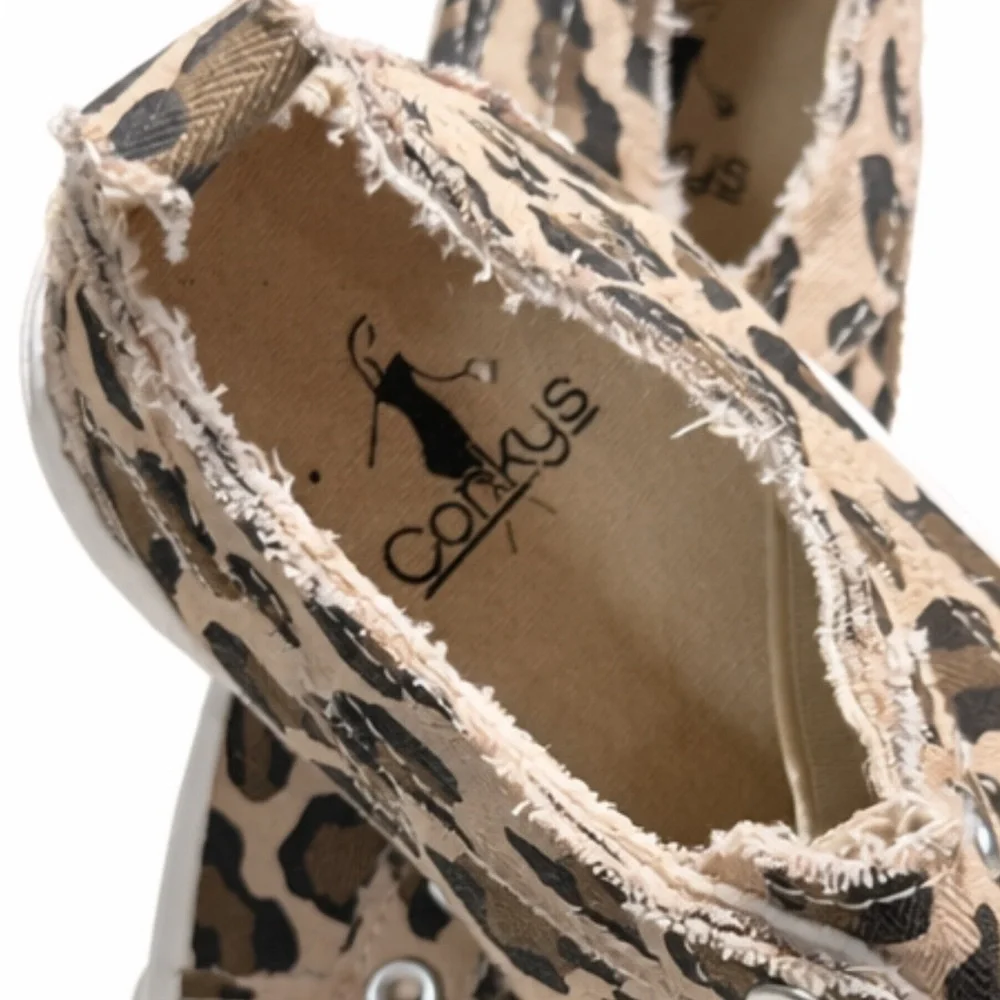 NWOT-Corky’s Leopard Print Slip on Sneakers-Casual Canvas Shoes Women’s